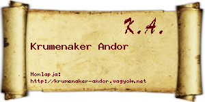 Krumenaker Andor névjegykártya